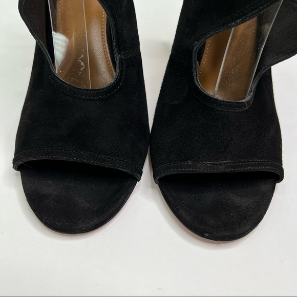 AQUAZZURA Sexy Thing Black Suede Cut-out Tie Back Open-toe Stilettos Heels Pumps - Picture 3 of 13
